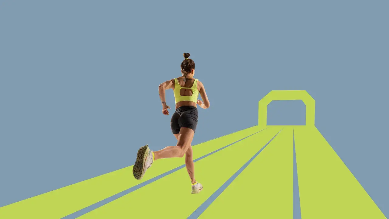 En kvinna springer mot en grön tunnel. Hur snabbt joggar man? Det beror på målet.