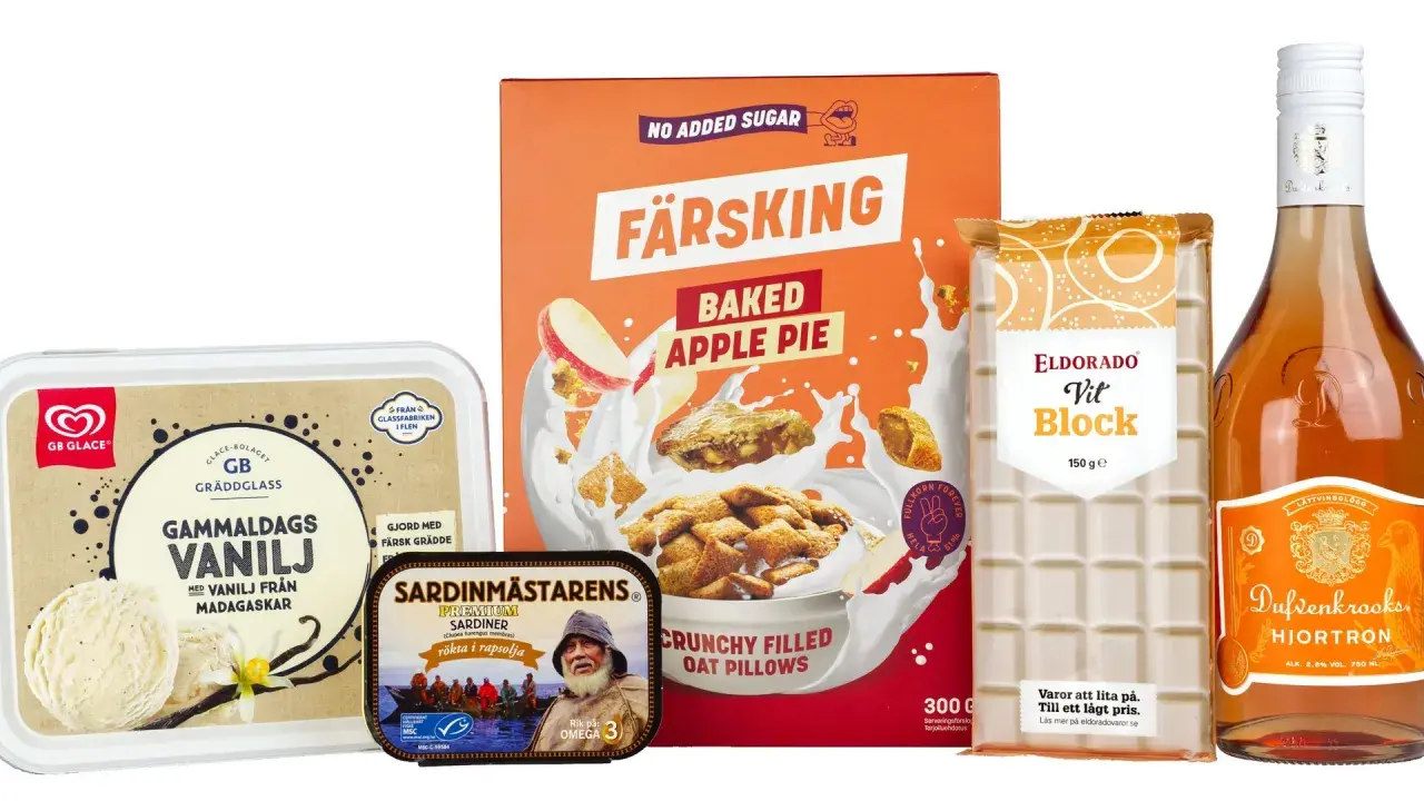 Glass, flingor, choklad, sardiner och dryck. Vissa produkter kan innehålla emulgeringsmedel farligt för hälsan.