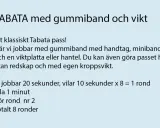 Träna med tabata intervaller! Passet använder gummiband, vikt eller kroppsvikt. Jobba 20 sek, vila 10 sek.