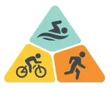Symboler för simning, cykling och löpning som representerar triathlon distanser.