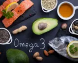 Fisk, avokado och nötter som källor till omega 3.