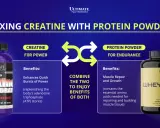 En bild som visar hur man blandar kreatin och proteinpulver för maximala träningsresultat.