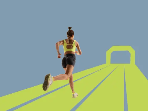En kvinna springer mot en grön tunnel. Hur snabbt joggar man? Det beror på målet.