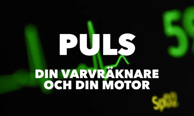Puls 80. Din varvräknare och din motor. En grön EKG-kurva syns i bakgrunden.