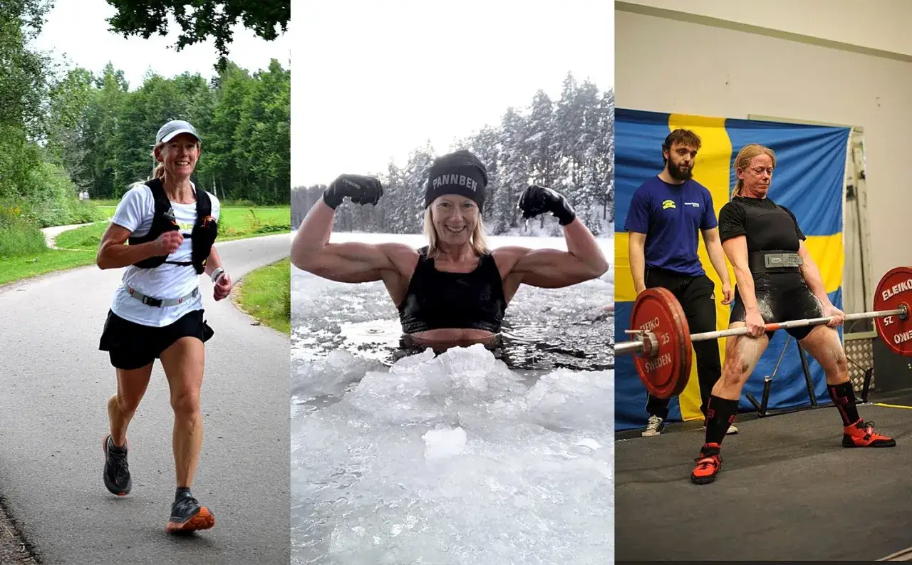 Kvinna springer, badar isvak och lyfter tungt. En sann atlet som siktar p&aring; backyard ultra rekord.
