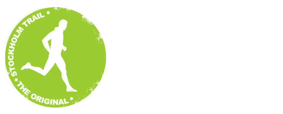 Grön cirkel med silhuett av en löpare. Texten "STOCKHOLM TRAIL • THE ORIGINAL" omger löparen.